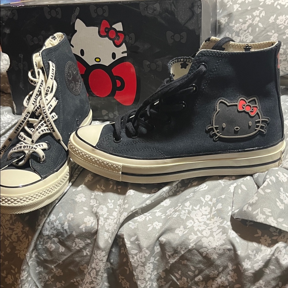 Converse Black and Cream Hello Kitty High-Tops